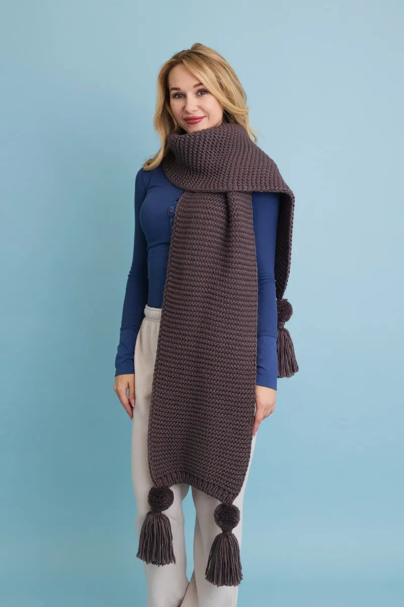 Knit Pom Pom Scarf