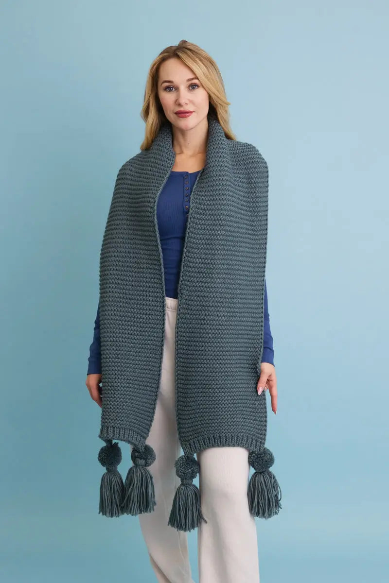 Knit Pom Pom Scarf