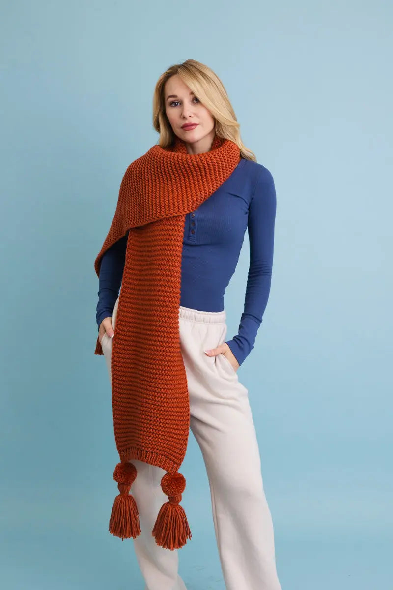 Knit Pom Pom Scarf