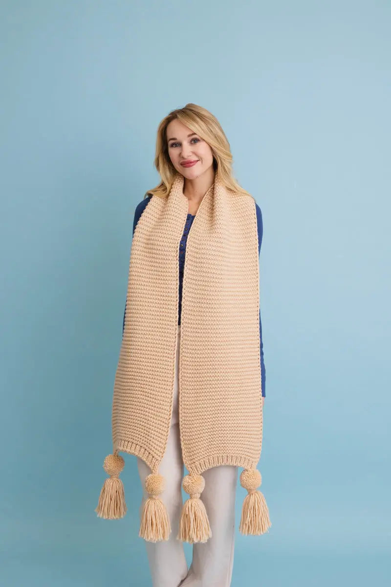 Knit Pom Pom Scarf