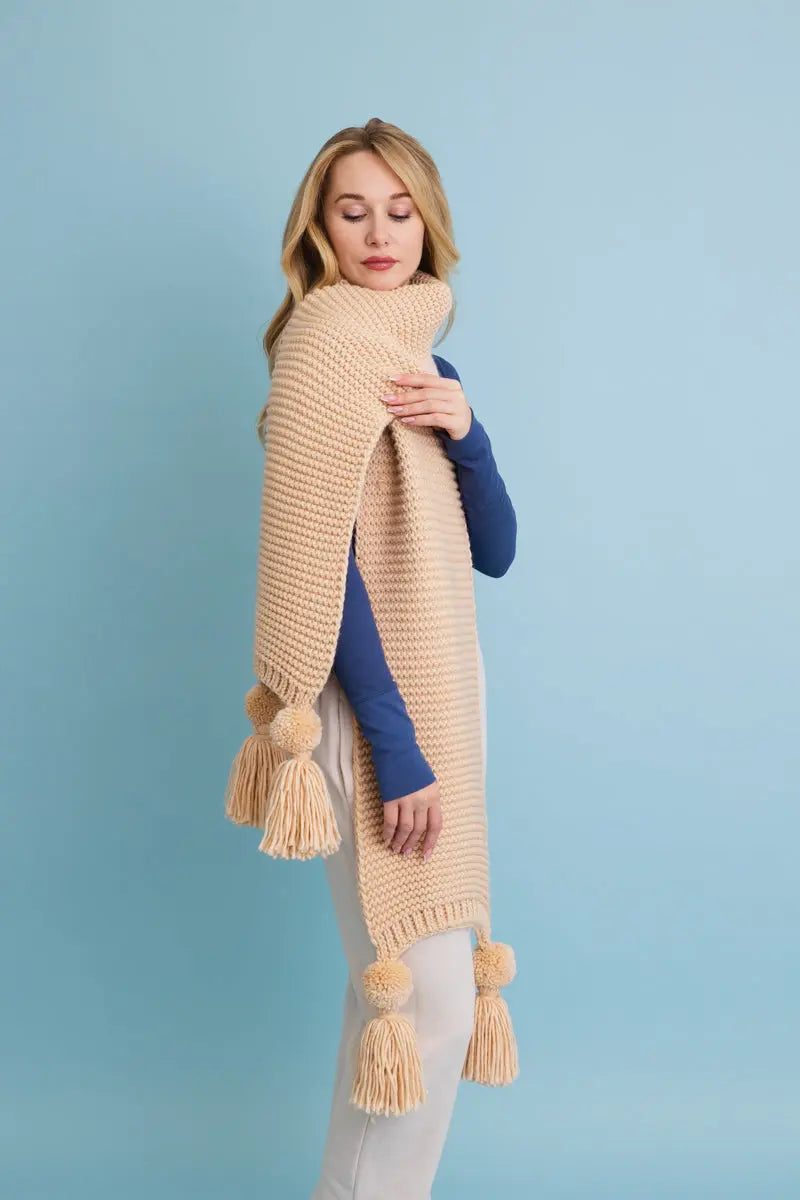 Knit Pom Pom Scarf