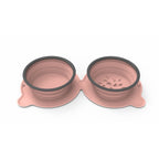 Portable Silicone Double Dog Food Bowls Foldable Non-Slip Cat Bowl Pet Travel Anti-Choking Feeding Bowl Outdoor