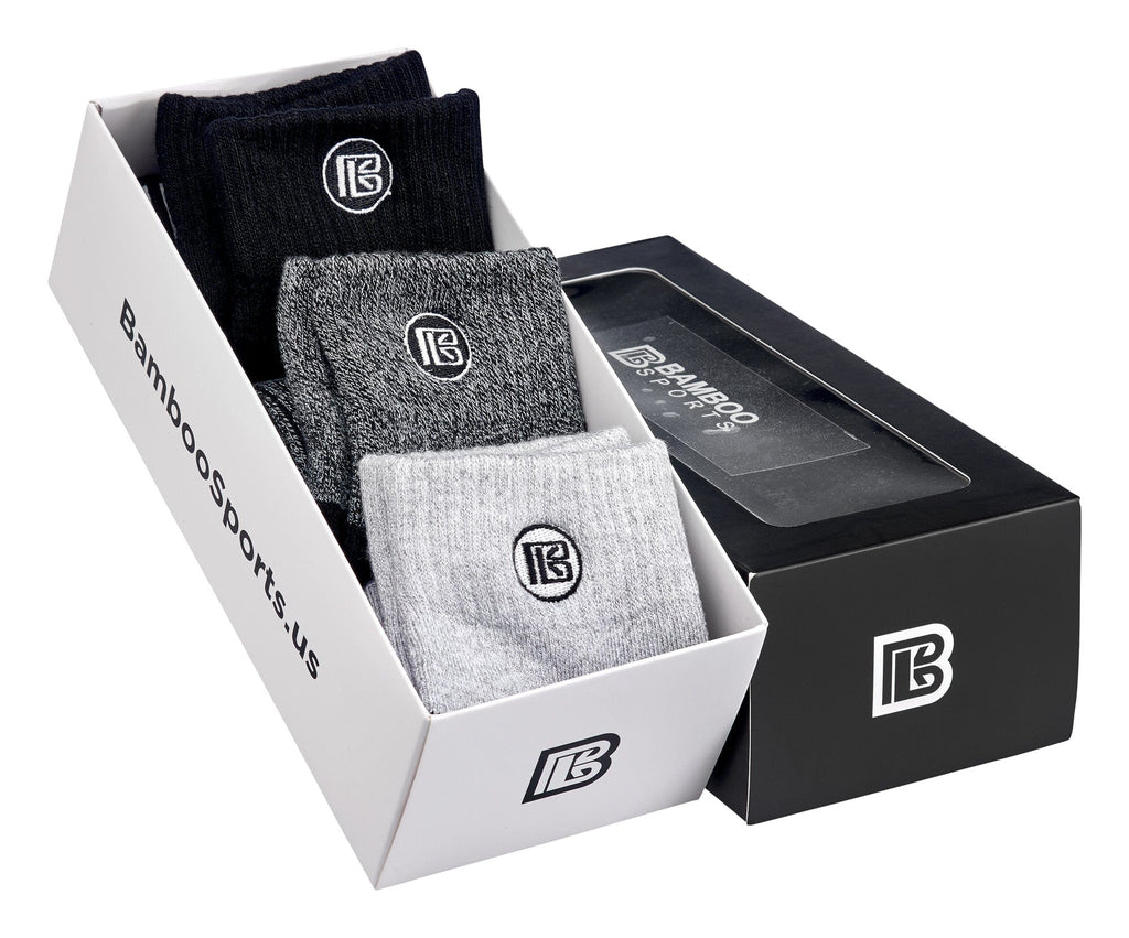 Premium Bamboo Rayon Quarter High Crew Socks - 3 Pair and 6 Pair Packs Available
