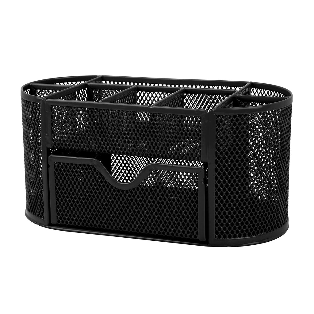 Metal Mesh Pencil Holders Desk Organizer w/9 Compartment Pen Holder Storage