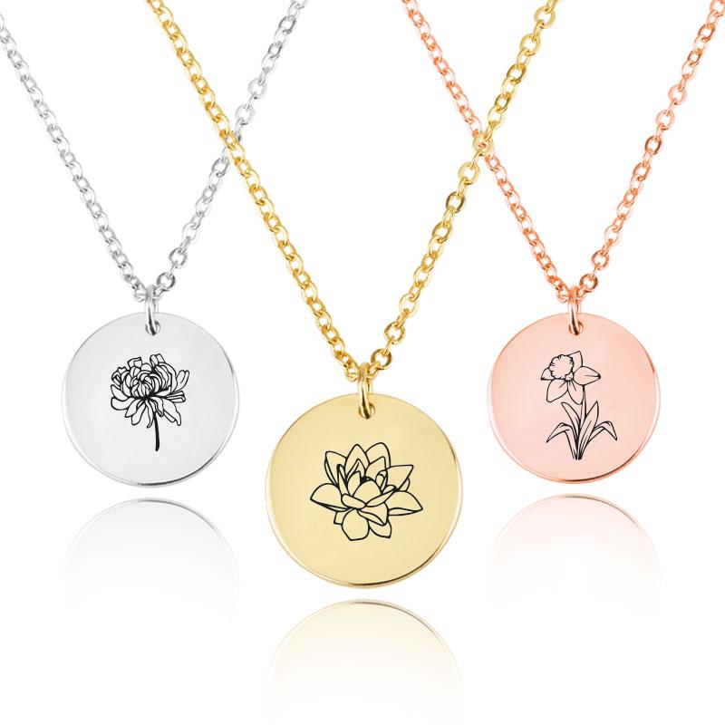 Customized Birth Month Flower Necklace