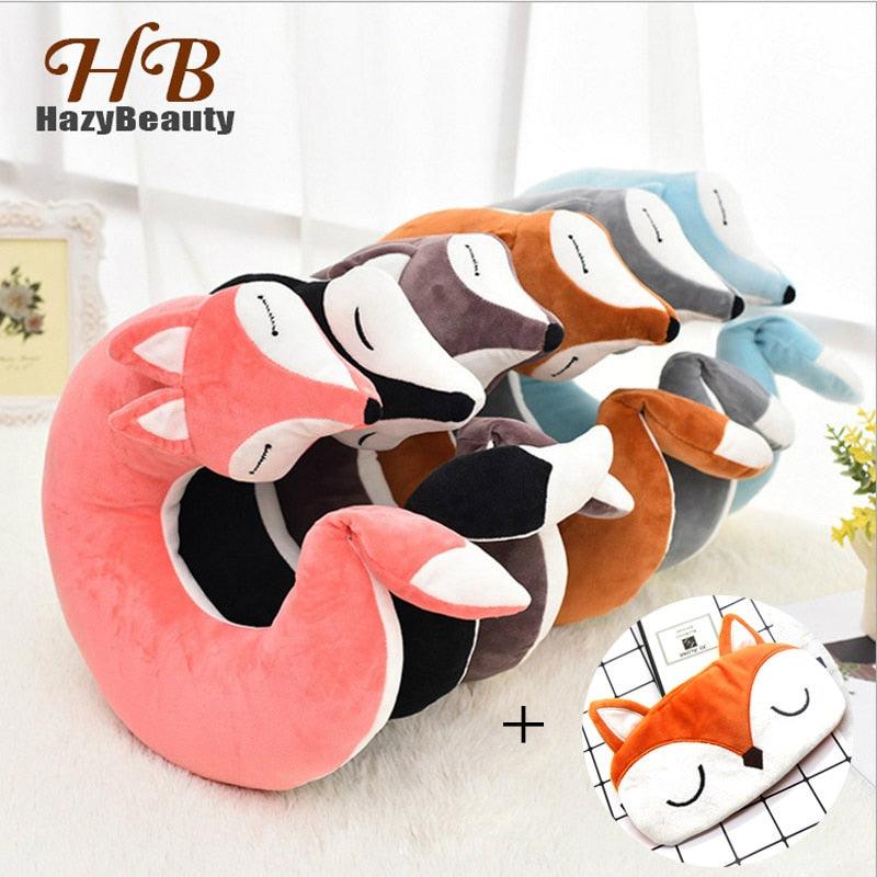 Cute Fox Animal Cotton Plush U Shape Neck Pillow Travel Car Home Pillow Nap Animal Pillow Health Care with Eye Mask Cute Fox U Shaped Neck Pillow for Car Airplane Traveling ,Animal Plush Stuffed Travel Pillow Travel Pillows Cartoon Planes Fox Animal