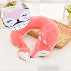Cute Fox Animal Cotton Plush U Shape Neck Pillow Travel Car Home Pillow Nap Animal Pillow Health Care with Eye Mask Cute Fox U Shaped Neck Pillow for Car Airplane Traveling ,Animal Plush Stuffed Travel Pillow Travel Pillows Cartoon Planes Fox Animal