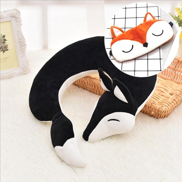 Cute Fox Animal Cotton Plush U Shape Neck Pillow Travel Car Home Pillow Nap Animal Pillow Health Care with Eye Mask Cute Fox U Shaped Neck Pillow for Car Airplane Traveling ,Animal Plush Stuffed Travel Pillow Travel Pillows Cartoon Planes Fox Animal