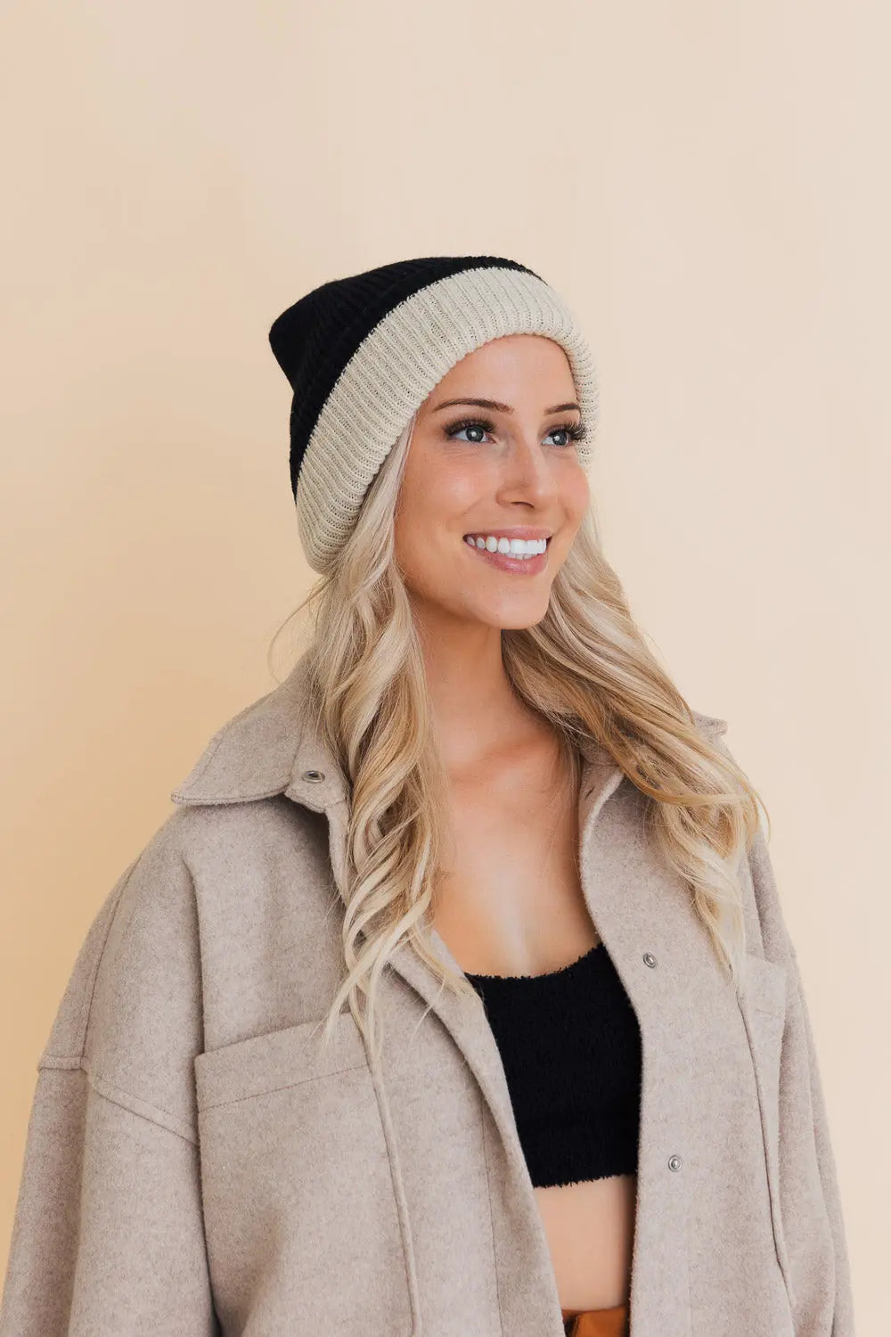 Two-Tone Knit Beanie