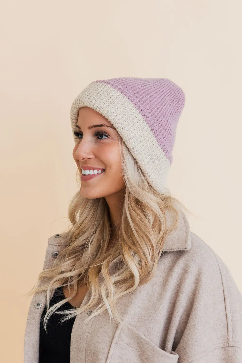 Two-Tone Knit Beanie