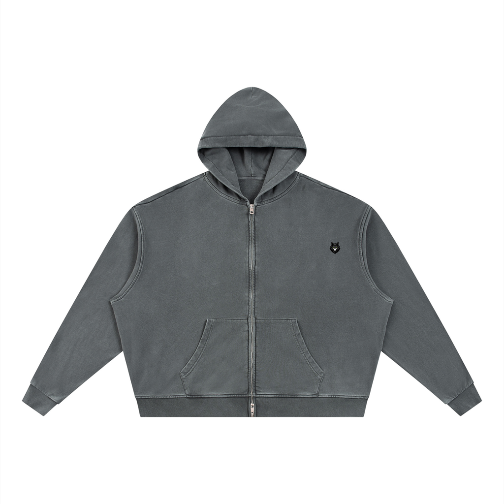 Loki & Ivy Unisex Vintage Wash Full Zip Boxy Hoodie