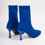 2026 Klein Blue Stretch Knit Sock Ankle Boots For Women, Pointed Toe Thin Stiletto Heel Slip-On Slim Booties