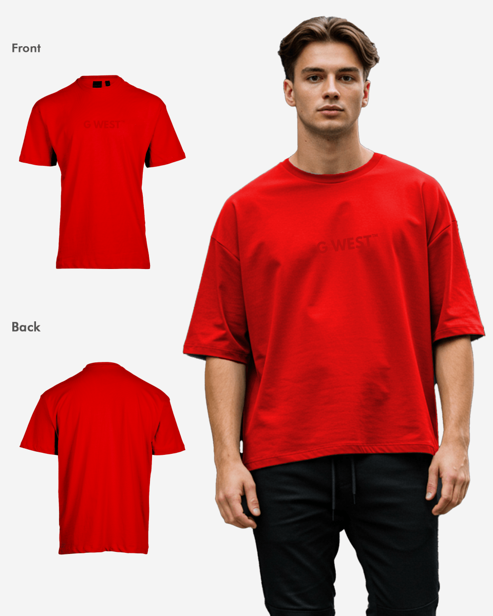 G West Mens Heavyweight Logo Wear Oversized T-Shirt