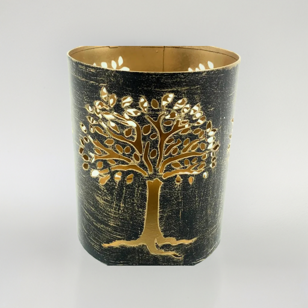 Vibhsa Tree Votive Candle Holder | 4.4", Laser-Cut, Rustic Finish