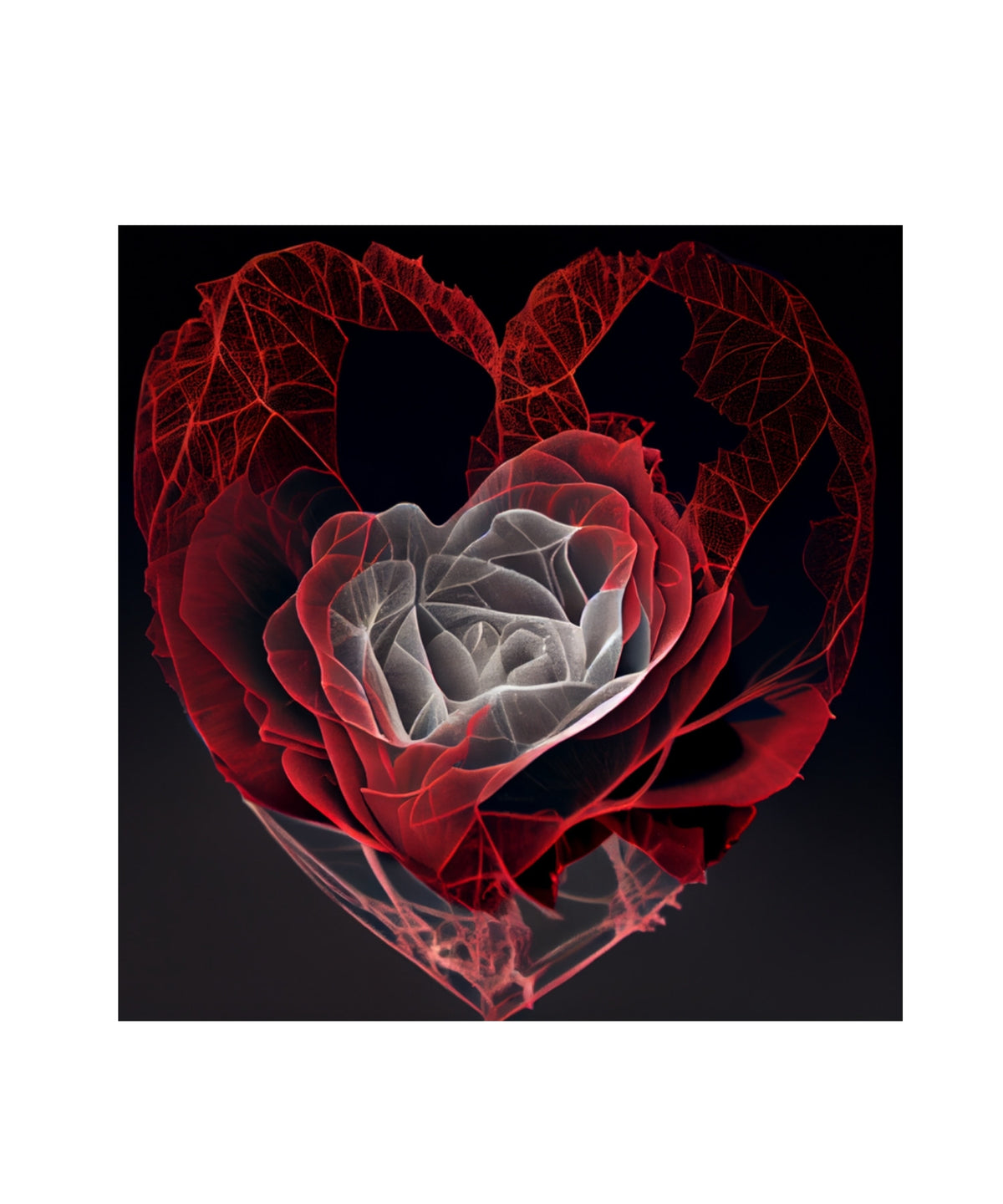 Heart & Mane red heart and white rose art