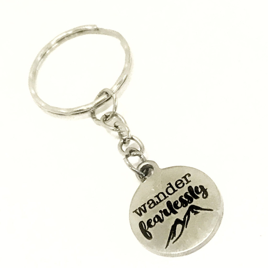 Traveler Gift, Traveler Keychain, Wander Fearlessly Keychain, Traveler Key Ring, Best Friend Gift, Going Away Gift, Girlfriend Trip Gift