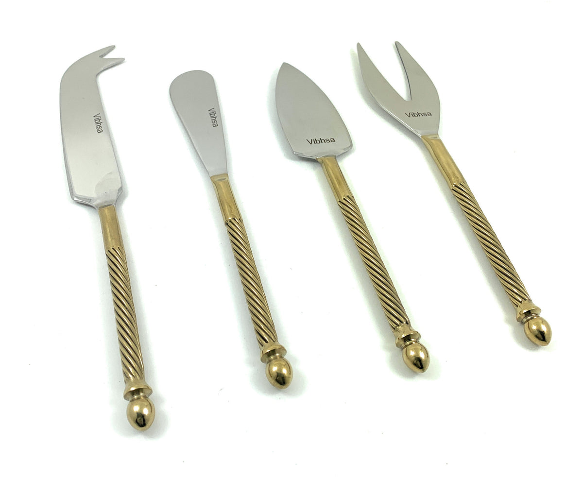 Vibhsa Cheese knives set of 4 Stainless Steel, Gold
