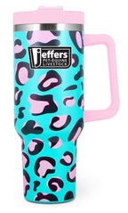 Jeffers Expression Stainless Steel Lidded Tumbler with Handle, 40 oz (Straw Included)