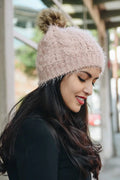 Mohair Faux Fur Pom Knit Beanie
