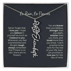 No Rain No Flowers Birth Necklace - Personalized Name Jewelry