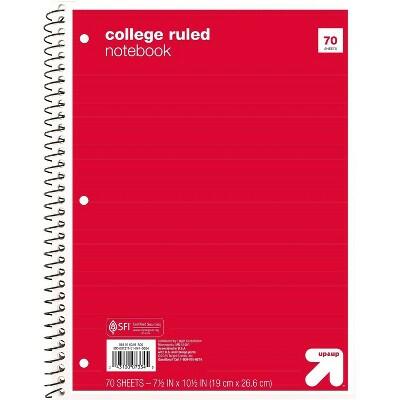 up&up™ Spiral Notebook 1 Subject College Ruled 70 Pages 7.5x10.5 Red