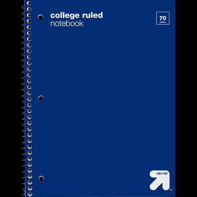 up&up™ Spiral Notebook 1 Subject College Ruled Blue 70 Pages 7.5x10.5