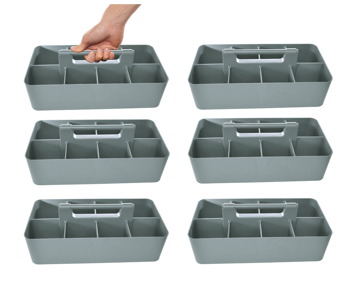 Enjoy Organizer - 6 PACK Portable Caddy Stackable Divided Organizer with Handle 8 Compartment - Made In USA