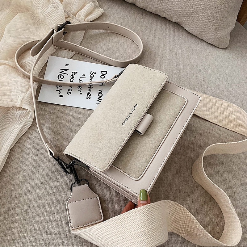 Wide Strap PU Small Square Crossbody Bag