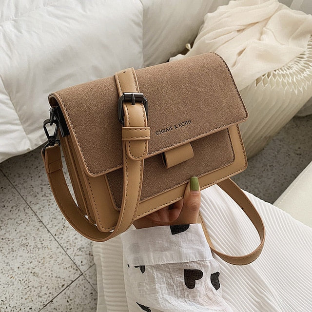 Wide Strap PU Small Square Crossbody Bag