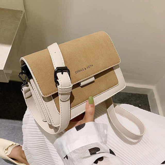 Wide Strap PU Small Square Crossbody Bag