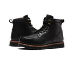 ROCKROOSTER Edgewood Men's 6 Inch Black Steel Toe Wedge Work Boots SAP610BK
