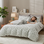 Tache Dreamy Moon Sky Ogee Damask Heather Gray White Duvet Cover (TB300)