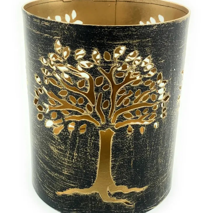 Vibhsa Tree Votive Candle Holder | 4.4", Laser-Cut, Rustic Finish