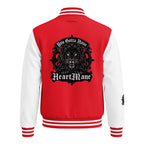 HeartMane Black Lion varsity jacket – Red / White, back view