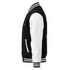 HeartMane Black Lion varsity jacket – Black / White, left side view