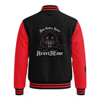 HeartMane Black Lion varsity jacket – Black / Red, back view