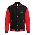 HeartMane Black Lion varsity jacket – Black / Red, front view