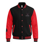 HeartMane Black Lion varsity jacket – Black / Red, front view