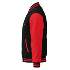 HeartMane Black Lion varsity jacket – Black / Red, left side view