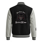 HeartMane Black Lion varsity jacket – Black / Heather Gray, back view