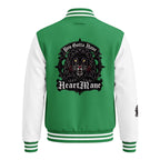 HeartMane Black Lion varsity jacket – Green / White, back view