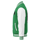 HeartMane Black Lion varsity jacket – Green / White, left side view