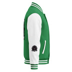 HeartMane Black Lion varsity jacket – Green / White, right side view