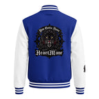 HeartMane Black Lion varsity jacket – Royal Blue / White, back view