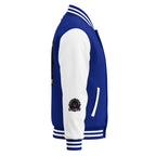 HeartMane Black Lion varsity jacket – Royal Blue / White, right side view