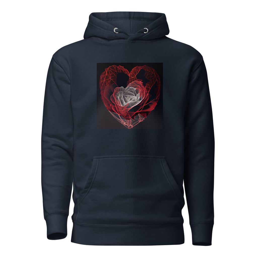 Rose heart pullover hoodie in navy blazer – Heart & Mane original art