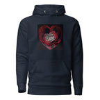 Rose heart pullover hoodie in navy blazer – Heart & Mane original art
