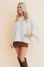 Ribbed Knit Sleeve Poncho