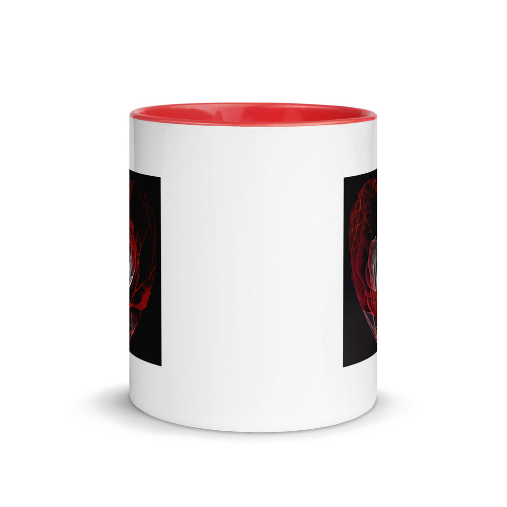 Rose heart mug with red interior – Heart & Mane original art