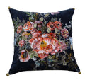 Vibhsa Black Velvet Throw Pillow Fall Collection Winter Roase 18" x 18"